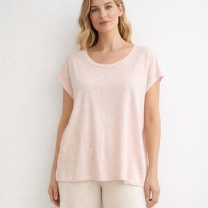 Eileen Fisher Hemp Organic Cotton Pastel Pink Tunic  Sz XL Quiet Luxury Coastal